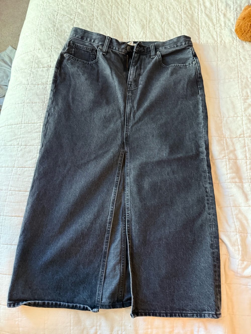 Women’s Mid rise Black Denim Skirt - Classic Straight Fit